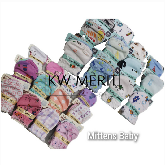 [Kiddiony] Baby Mittens 2 Pair Set Baby Cotton Hand Glove Anti Scratch Glove