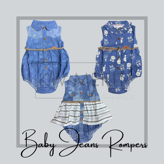 Newborn Baby Girl Jeans Rompers