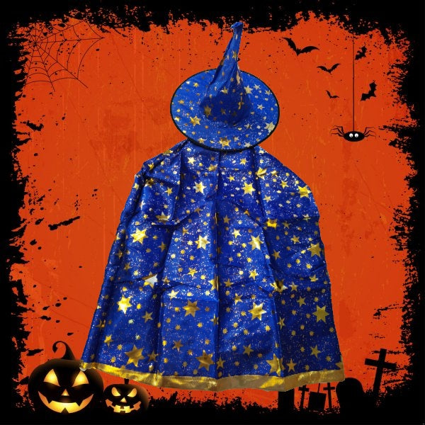 Costume Halloween Kids Cape - Colourful W/Hat