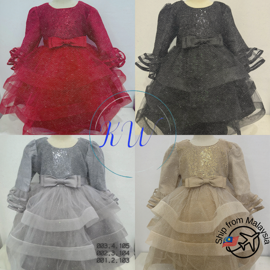 KW Merit Long Sleeve Girls Dress Kids Gowns Lace Princess Clothes For 2y to 15y Birthday Party Event Formal