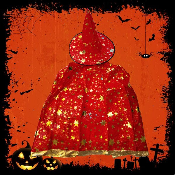 Costume Halloween Kids Cape - Colourful W/Hat