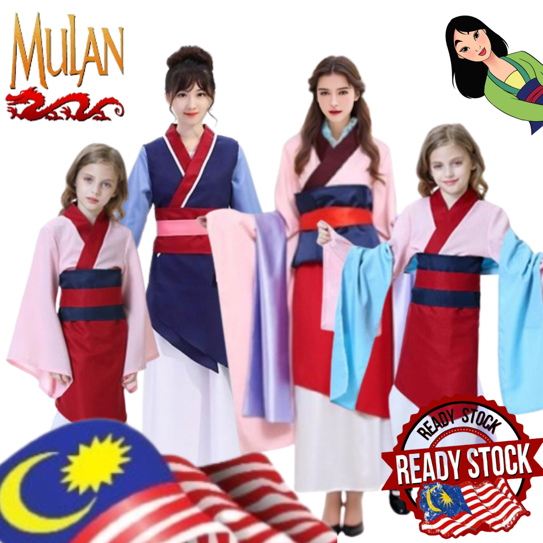 Childrens Kids & Adult Warrior Mulan Chinese Qipao Dress Halloween Costume Cosplay Ancient Oriental Girl