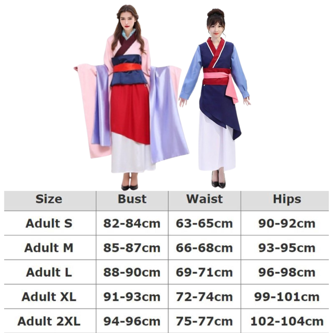 Childrens Kids & Adult Warrior Mulan Chinese Qipao Dress Halloween Costume Cosplay Ancient Oriental Girl