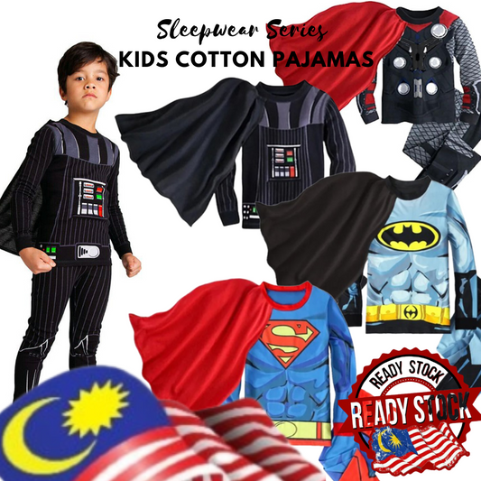 Avengers Superhero Costume for Kids Supermen Thor Star War Cotton Pajamas Suit Boys Long Sleeve Sleepwear Set