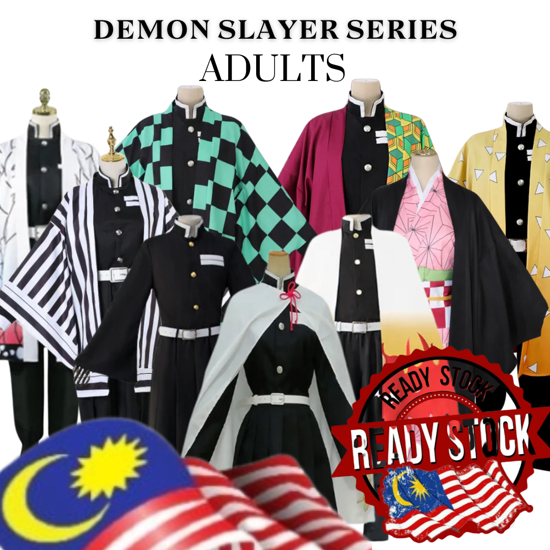 Malaysia Ready Stock Adult Cosplay costume Clothes Anime Demon Slayer Cosplay dress Tanjirou/Nezuko/Kyoujurou suit Party Event