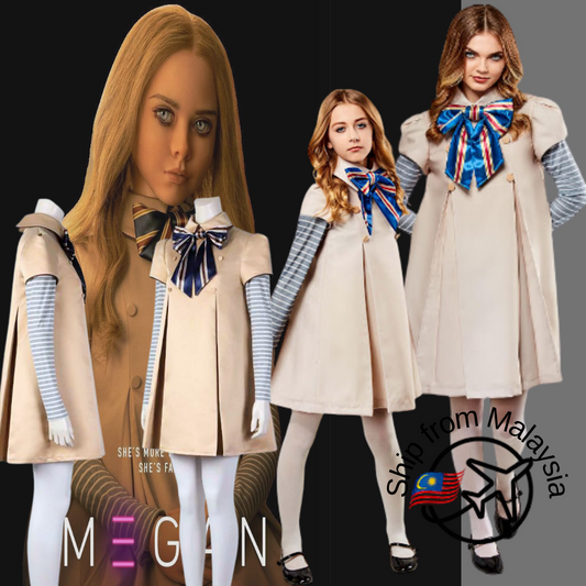 Megan Cosplay Costume AI Doll Robots Dress For Kids & Adult Anime Horror Movie Suits Outfit Skirt Event Halloween