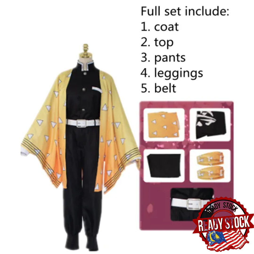 Malaysia Ready Stock Budak Cosplay costume Clothes Anime Demon Slayer Cosplay dress Tanjirou/Nezuko/Kyoujurou suit Party Event