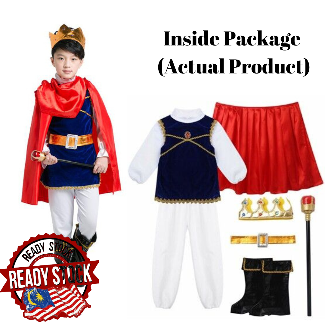 Prince Charming Costume Medieval Royal Prince King Outfit Costumes for Toddler Kids Boys Halloween Dress Up Pretend Play