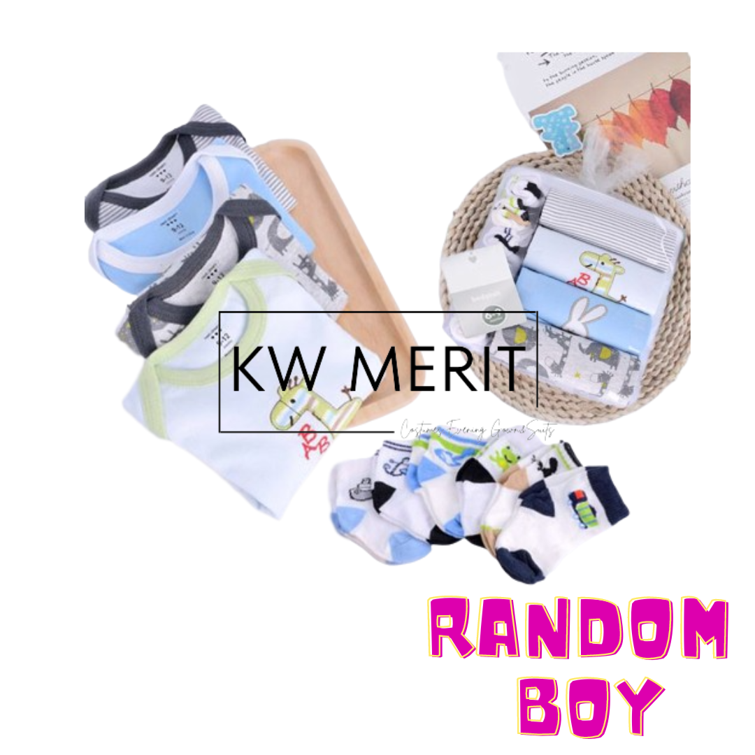 [Kiddiony] Baby Rompers Gift sets with 6 pair socks