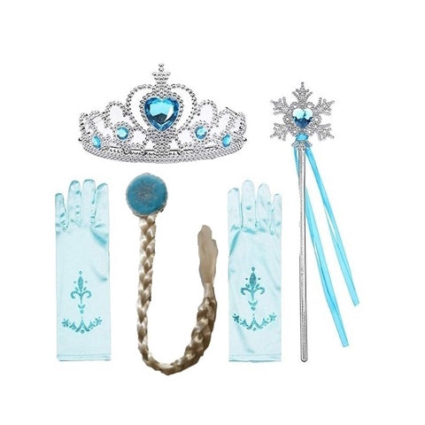 4 Pcs Party Set Full Accessories Kids Cosplay Frozen Elsa Costume Event Party Halloween