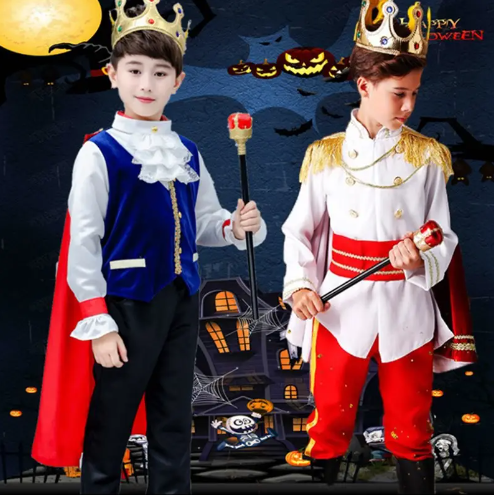 Prince Charming Costume Medieval Royal Prince King Outfit Costumes for Toddler Kids Boys Halloween Dress Up Pretend Play