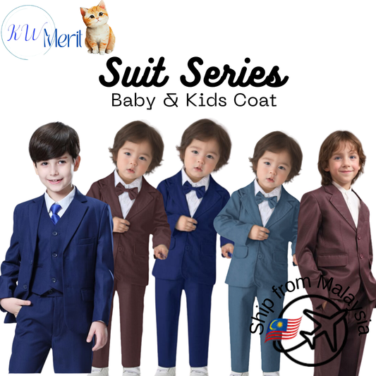 Kids Baby Wedding Suit 5PCS Set Baby Boys 1 Year Birthday Kids Luxurious Photograph Suit Child Performance Party Show