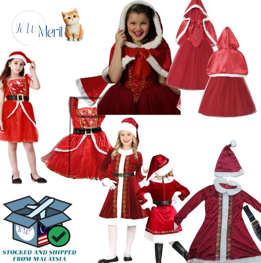 Christmas Costume Santa Girl Cosplay Kids Costume Event Party Holiday Festival