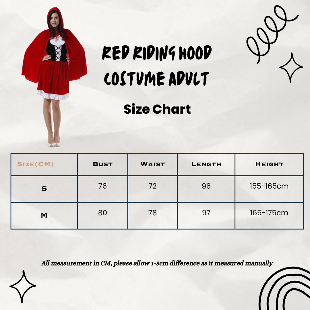 Red Riding Hood Baby Kids Adults Halloween Costume Cosplay Party Event Annual Dinner