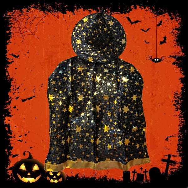 Costume Halloween Kids Cape - Colourful W/Hat