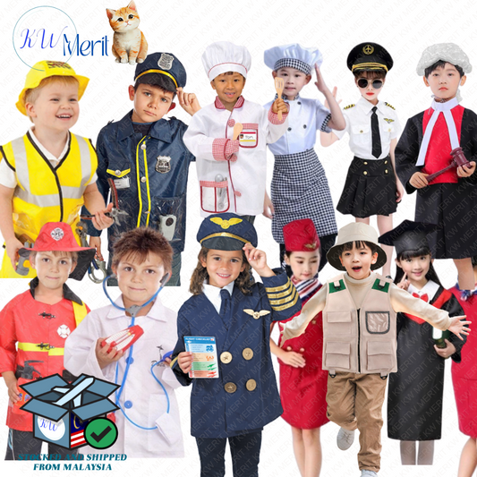 [SK Shoppe] Costume Occupation Kids Unisex [Free Size] (Doctor,Worker,Nurse,Air Stewardess,Police,Firefighter,Navy,Pilot