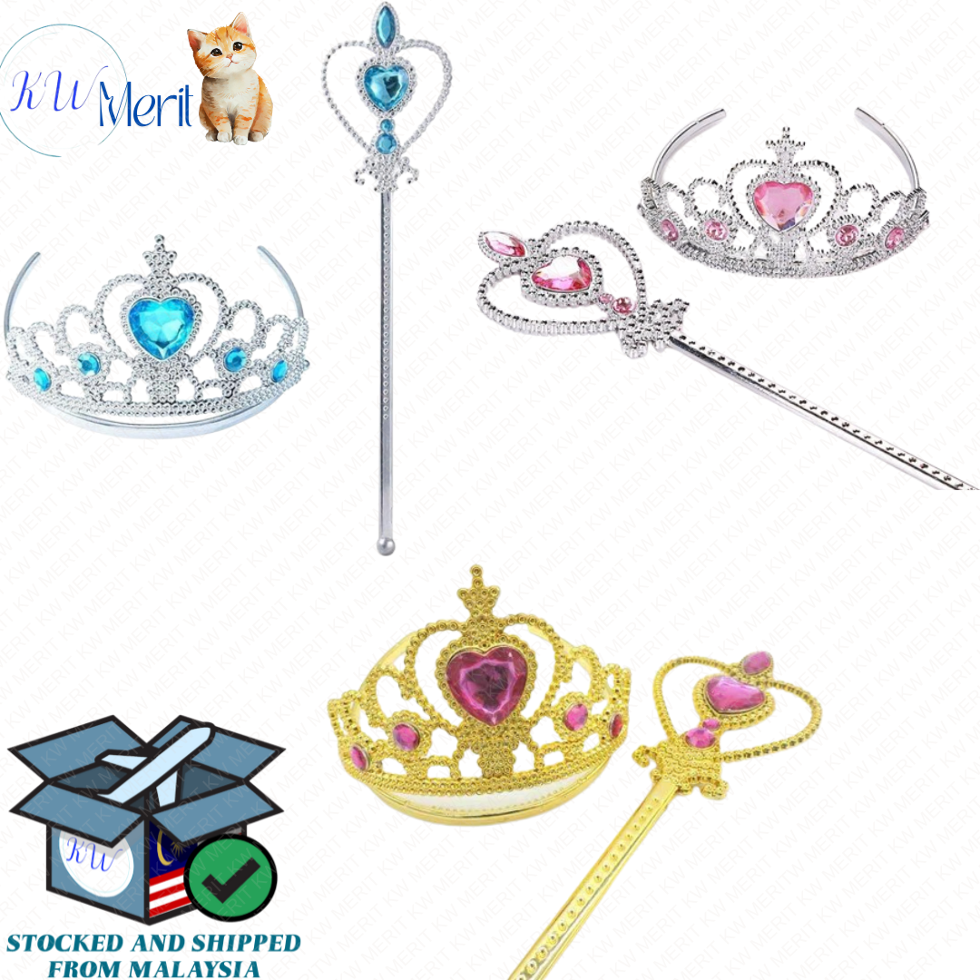 Princess Girls Frozen Elsa Anna Belle Crown Wand Accessories Set Event Party