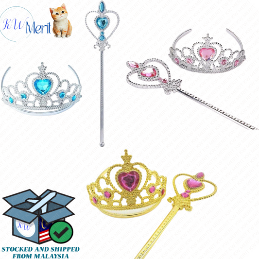 Princess Girls Frozen Elsa Anna Belle Crown Wand Accessories Set Event Party