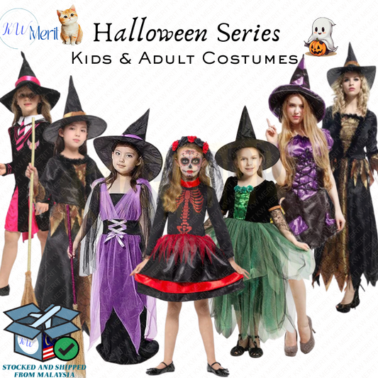 Little Witch and Halloween Girl Red Skeleton Costumes Kids Cosplay Event Party