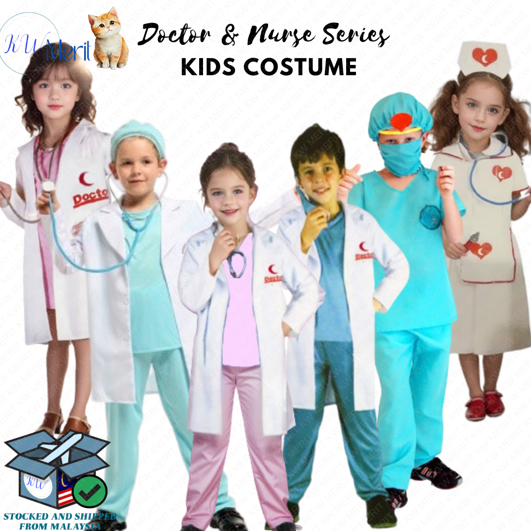 Costume Doctor Nurse Bulan Sabit Kids Cosplay Occupation Surgeon Event Party Kerjaya Halloween