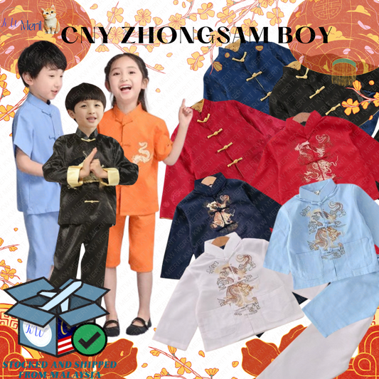 Kids' Tang Suit with 3/4 Sleeves and Crop Pants Costume Cosplay CNY Cheongsam Boy