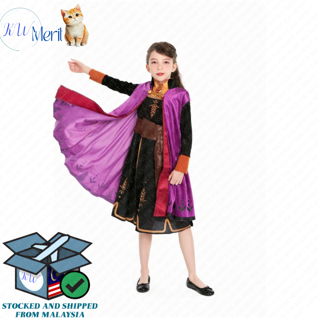 Costume Frozen II Princess Anna Dress + Cape