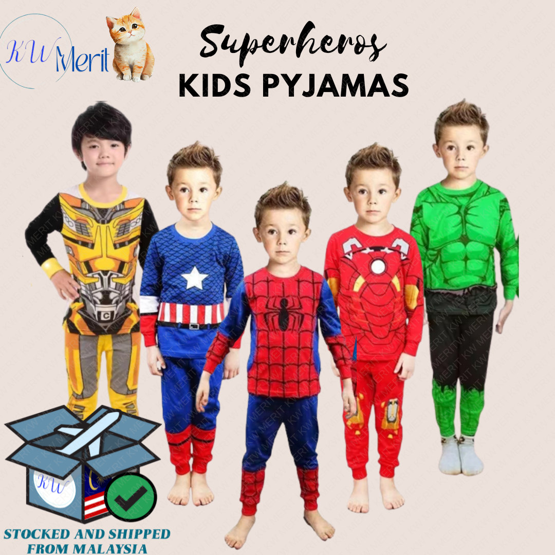 [Ready Stock] (1yrs-6yrs) Kids cotton pajamas long-sleeved shirt + long-sleeved pants Baju Tidur Kanak