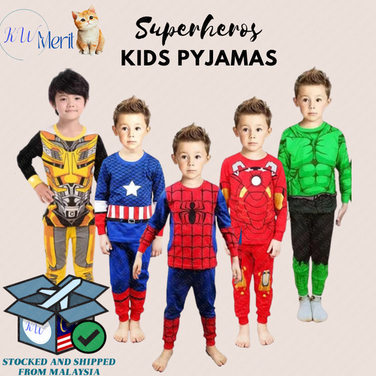 [Ready Stock] (1yrs-6yrs) Kids cotton pajamas long-sleeved shirt + long-sleeved pants Baju Tidur Kanak