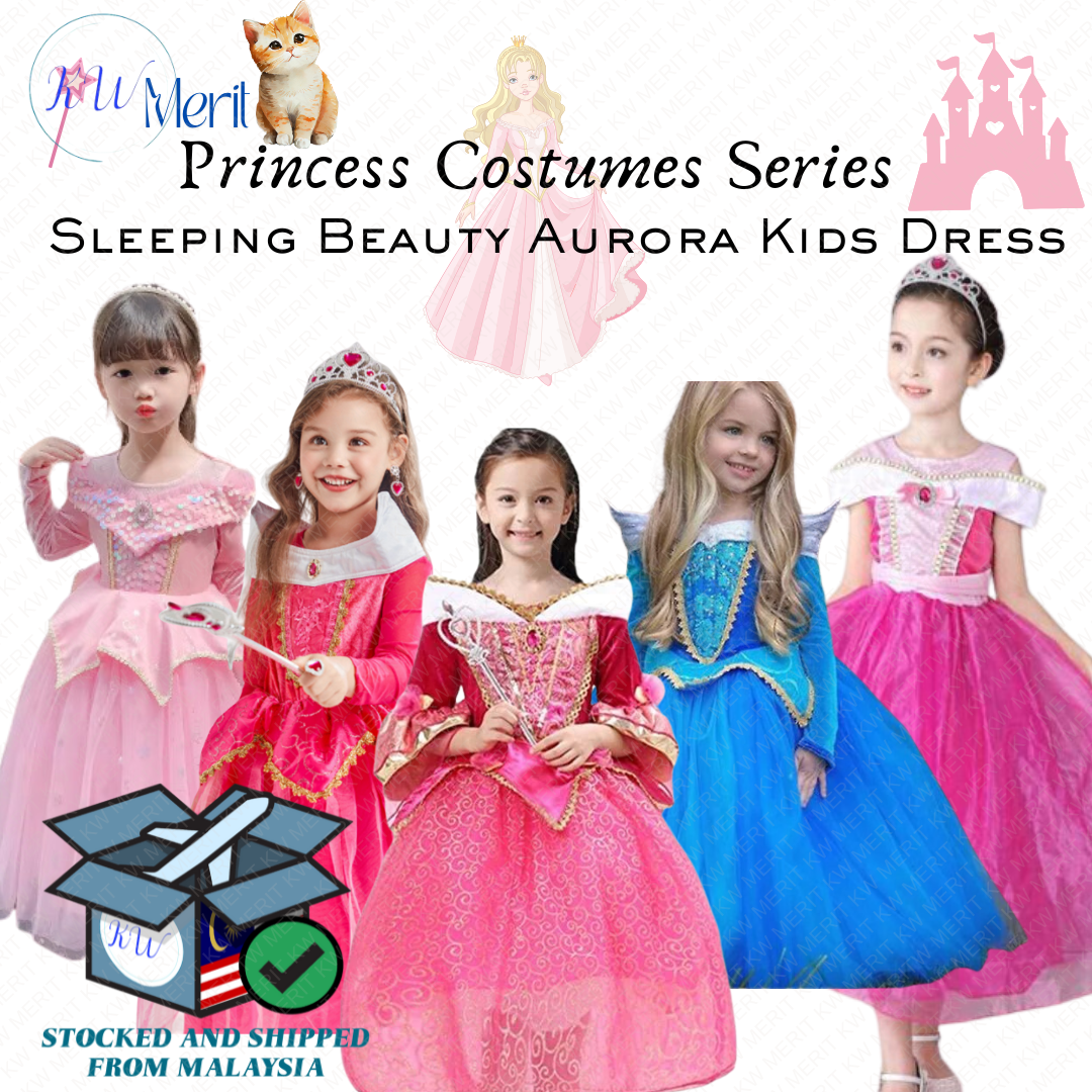 Sleeping Beauty Princess Dress Aurora Costume Girls Costumes Birthday Party Dress up for Girls Cosplay Offshoulder