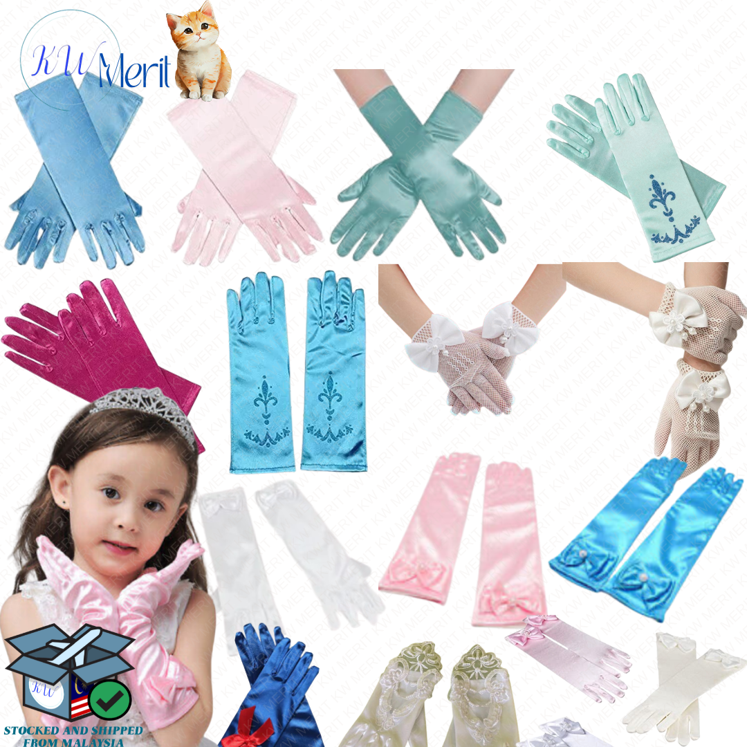 Ready Stock Princess Kids Girl Glove Event Party Various Design Mesh