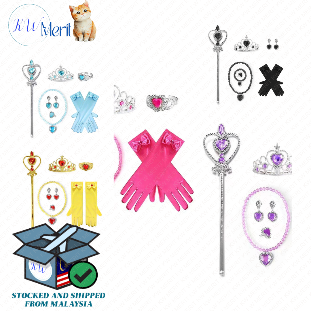 Princess Glove sets Kids Cosplay Costumes roleplay Elsa Anna Beauty Aurora Cinderella Maleficent