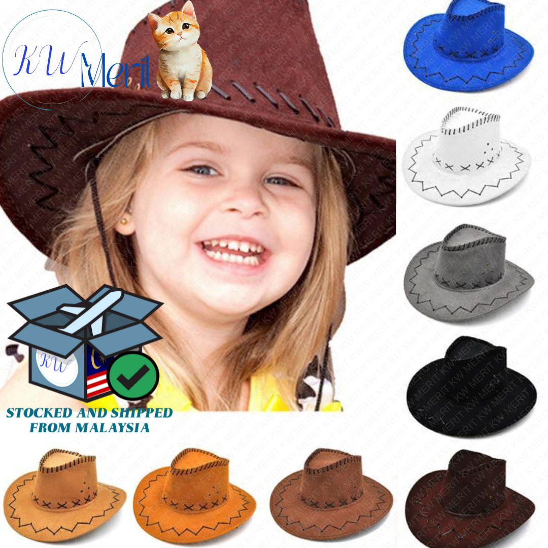 [SK Shoppe] Ready Stock Cowboy Hat Suede Look Wild West Fancy Dress Men Lady Cowgirl Unisex Hat