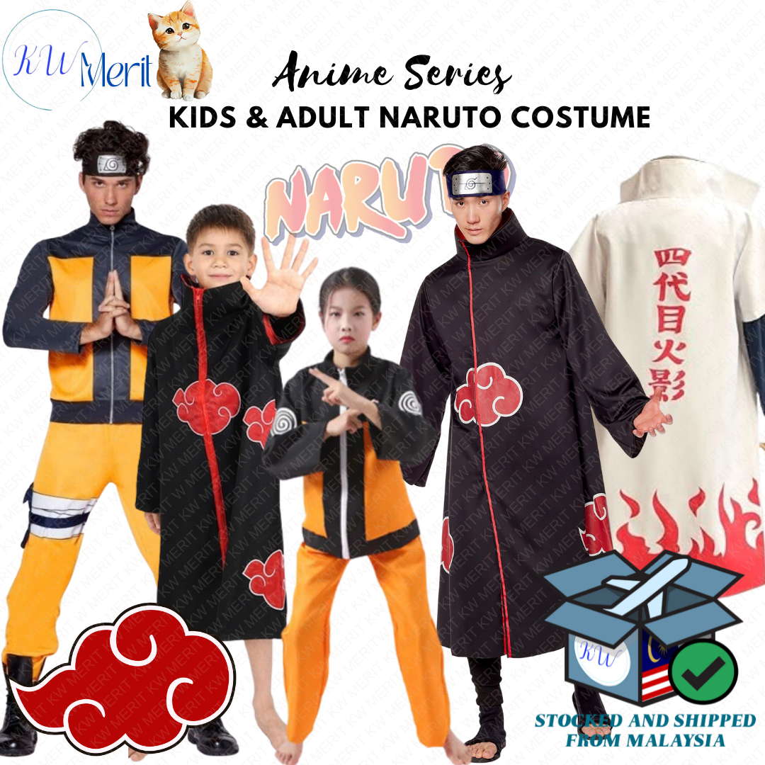 Halloween costume kids & Adult Naruto Hokage Akatsuki Cosplay Cloak Child Uzumaki Accessories Headband Ring Itachi Kunai