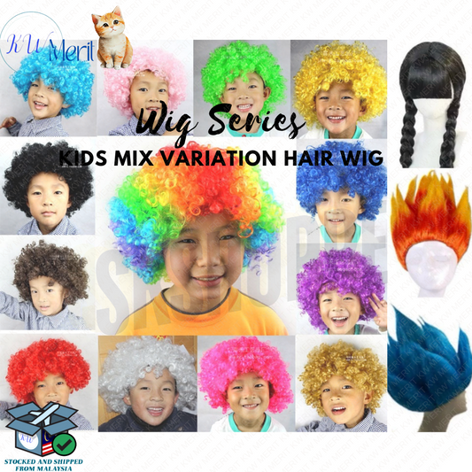 Kids Anime Football Fan Wig Cheap African Clown Wig Party Synthetic Halloween Carnival Hair Wednesday Goku Mermaid