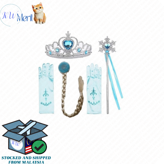 4 Pcs Party Set Full Accessories Kids Cosplay Frozen Elsa Costume Event Party Halloween