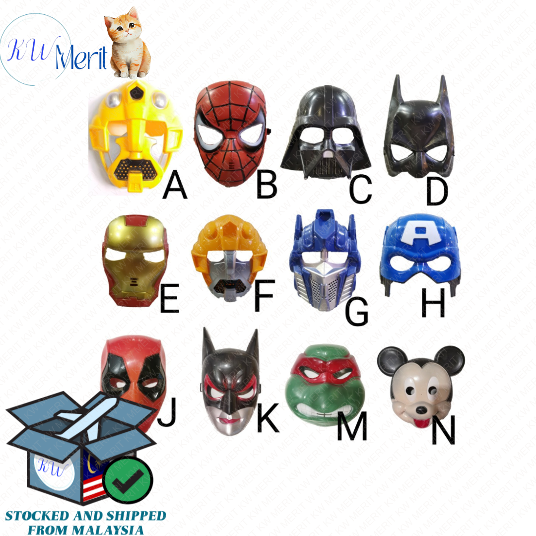 3D Mask Kids Various Design [Spiderman,bumblebee,optimus prime,starwars,batman,ironman,mickey,deadpool,thor,panther]