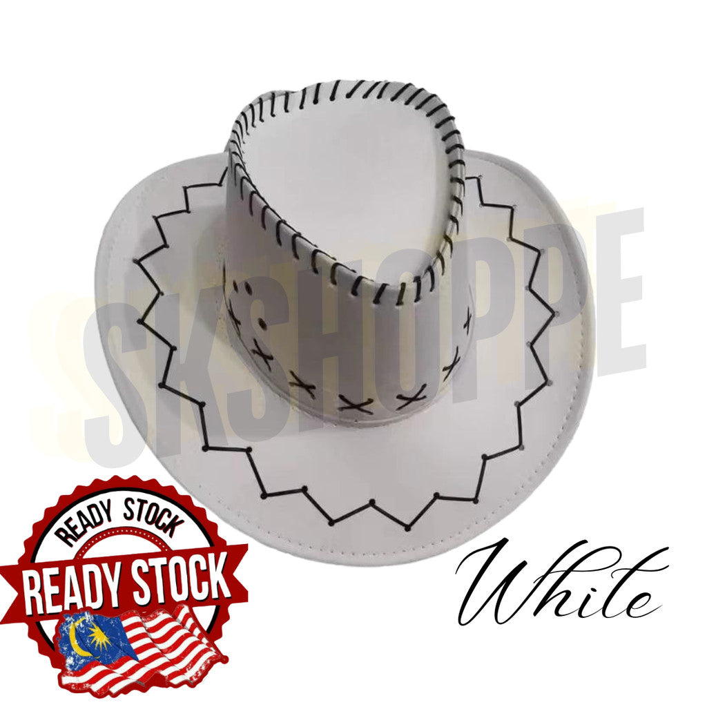 [SK Shoppe] Ready Stock Cowboy Hat Suede Look Wild West Fancy Dress Men Lady Cowgirl Unisex Hat