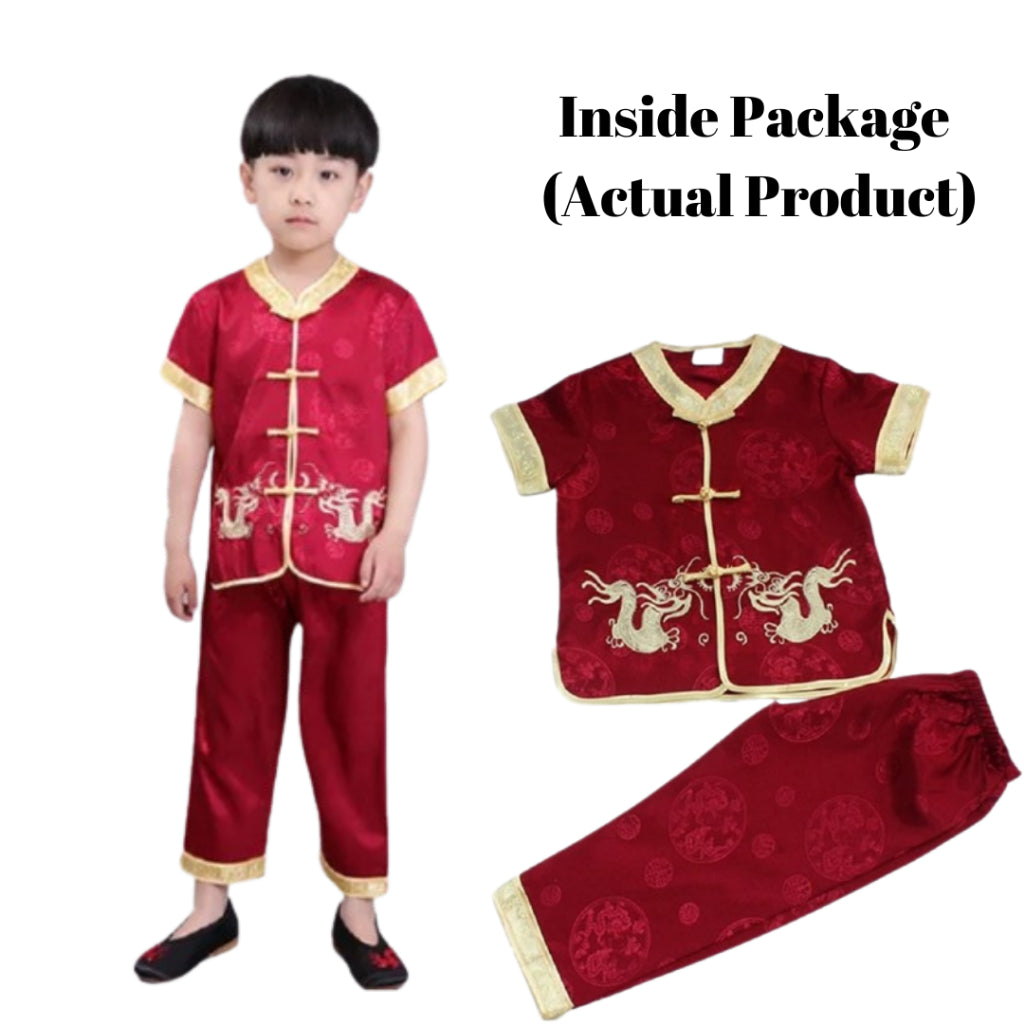 Kids Chinese Style Tang Suit Boy Pants Children Red Hanfu Zhongsam Dress Oriental Traditional Outfit cosplay costume