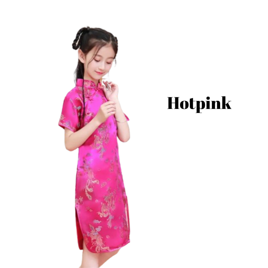 Children Cheongsam New Summer Retro Princess Dress Chinese Girl Qipao Gown Dress Costume Cosplay