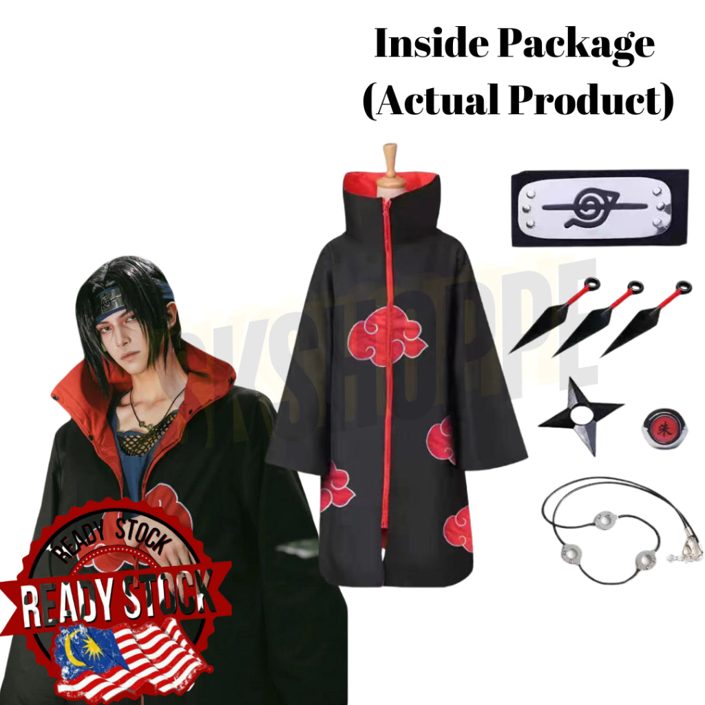 Halloween costume kids & Adult Naruto Hokage Akatsuki Cosplay Cloak Child Uzumaki Accessories Headband Ring Itachi Kunai