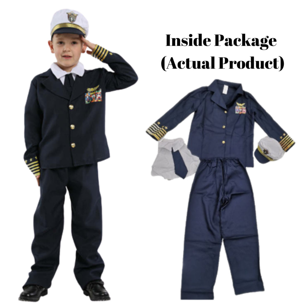 Kids Captain Pilot Halloween Cosplay Costume Boy & Girl Askar Doktor Birthday event party