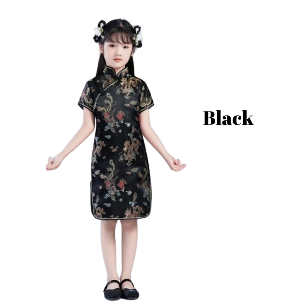 Children Cheongsam New Summer Retro Princess Dress Chinese Girl Qipao Gown Dress Costume Cosplay