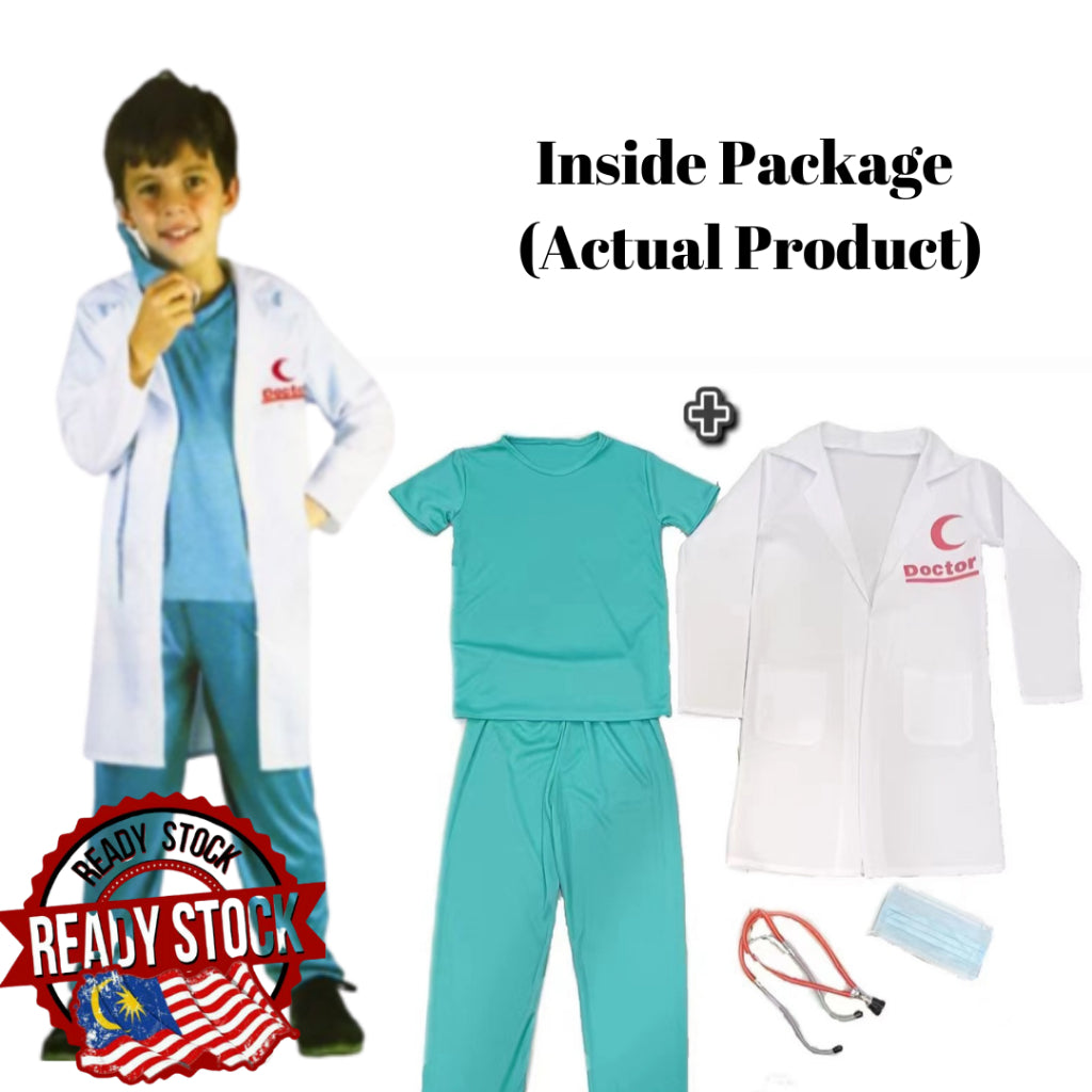 Costume Doctor Nurse Bulan Sabit Kids Cosplay Occupation Surgeon Event Party Kerjaya Halloween