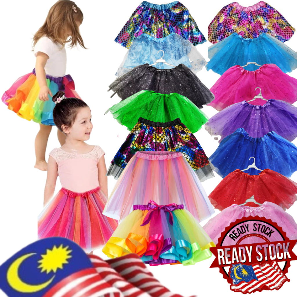 Candy Color Multicolor Skirt Girls Rainbow Tutu Skirt Dance Party Ballet Tulle Tutu Skirt 2-8 Years 3 Layers Princess