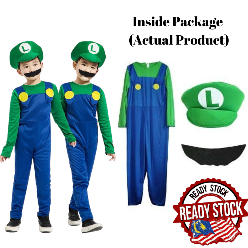 Kids & Adults Super Mario Costumes Halloween Party MARIO & LUIGI Cosplay Jumpsuits Performance Cosplay Event Party