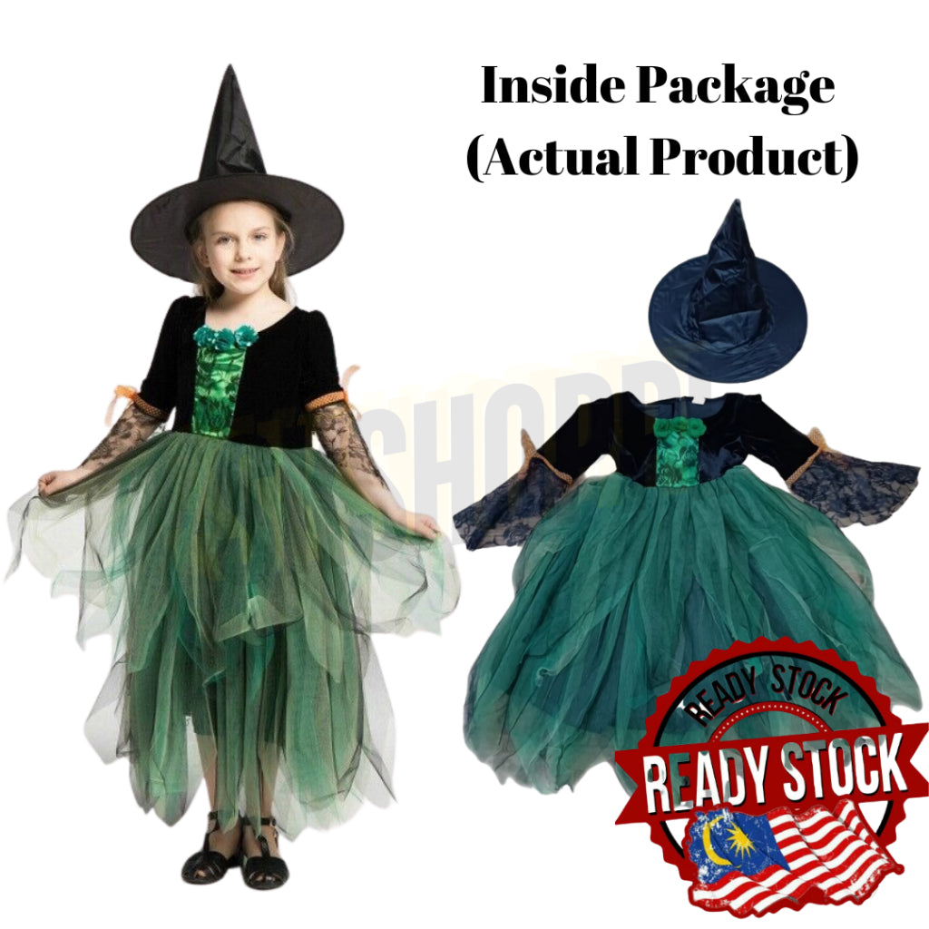 Little Witch and Halloween Girl Red Skeleton Costumes Kids Cosplay Event Party