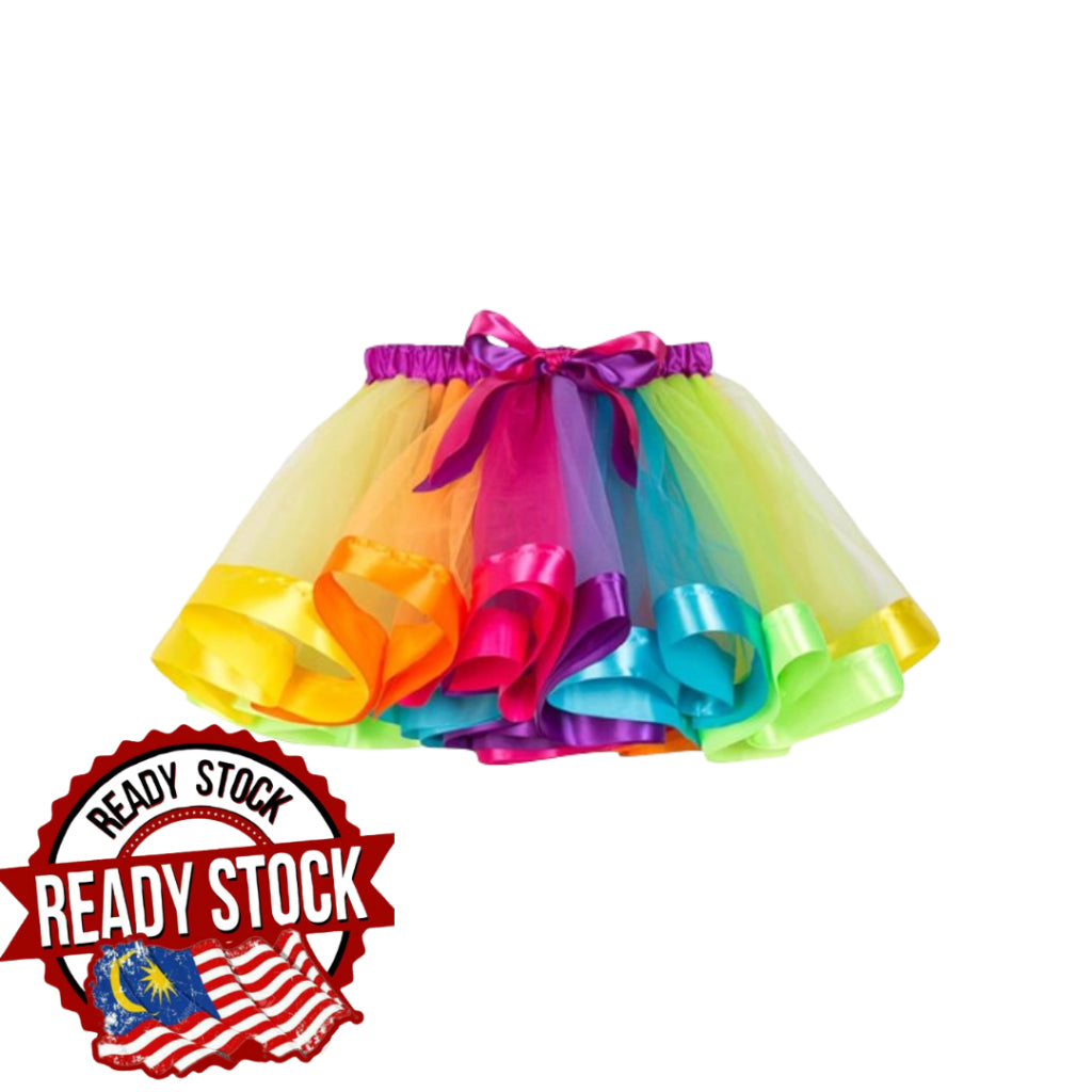 Candy Color Multicolor Skirt Girls Rainbow Tutu Skirt Dance Party Ballet Tulle Tutu Skirt 2-8 Years 3 Layers Princess