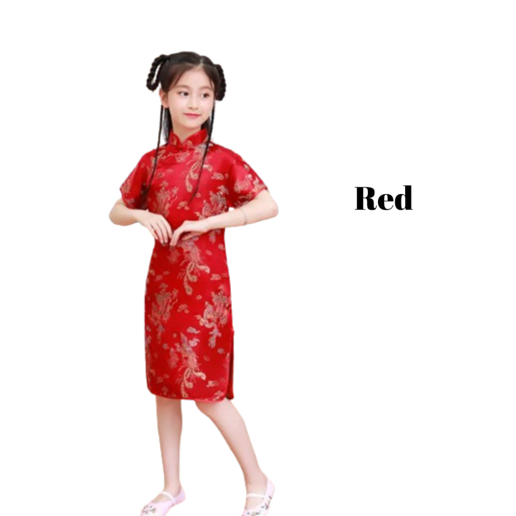 Children Cheongsam New Summer Retro Princess Dress Chinese Girl Qipao Gown Dress Costume Cosplay