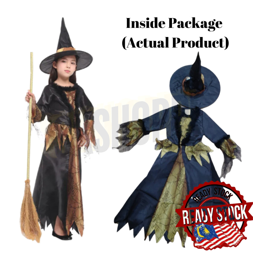 Little Witch and Halloween Girl Red Skeleton Costumes Kids Cosplay Event Party