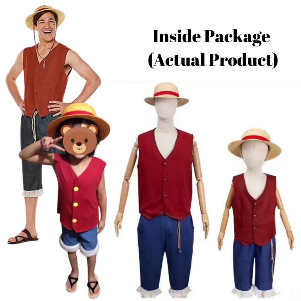 Costume One Piece Luffy & Roronoa Zoro Cosplay Shirt Pants Clothes Hat Suit Halloween Christmas Party for Kids & Adult